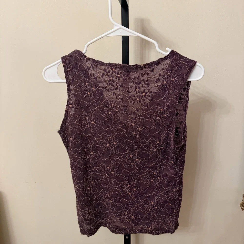 Charlotte Russe Deep Purple Lace V-Neck Blouse - Picture 2 of 3